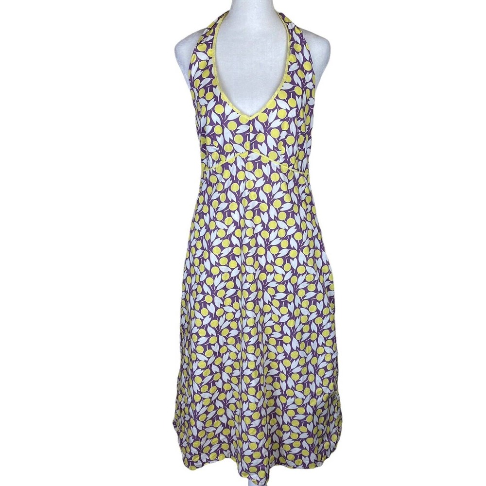 Boden Halter Neck Retro Floral Sundress Size 12 Long UK / 8 Long US